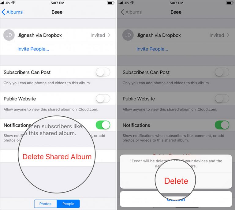 Xóa album đã chia sẻ trên iPhone
