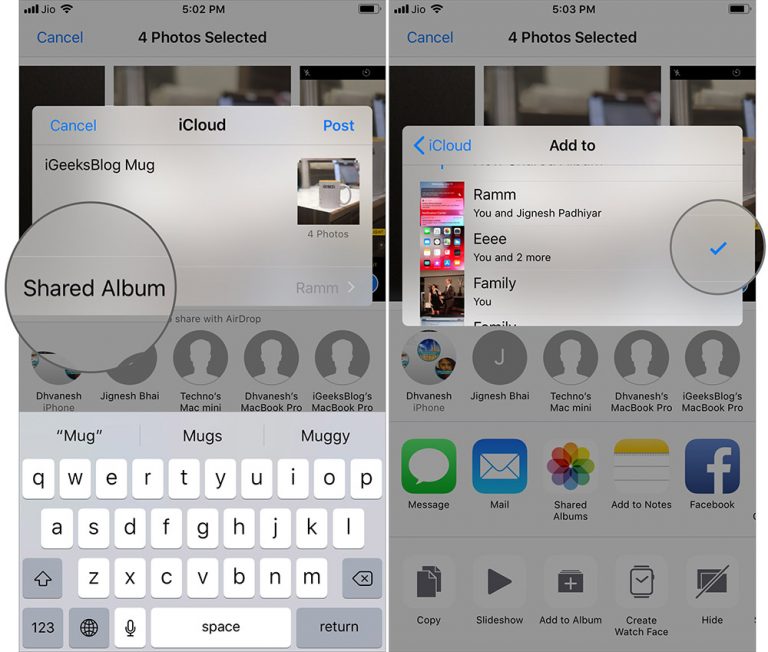 Chọn album muốn thêm ảnh