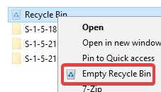 Chọn Empty Recycle Bin
