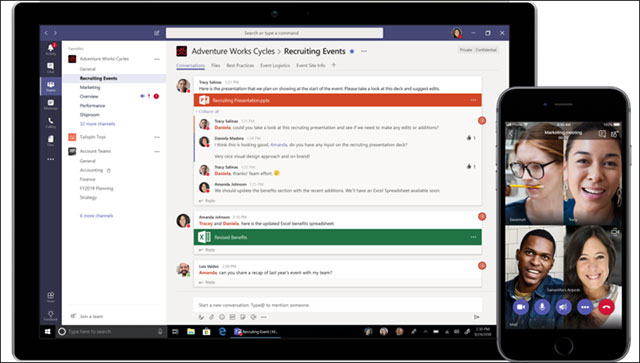 Microsoft Teams hoạt động trên nhiều nền tảng