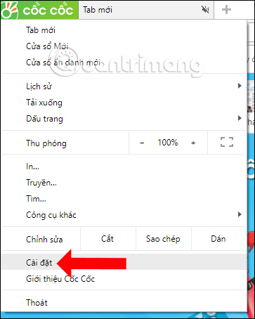 Cài đặt trên Cốc Cốc