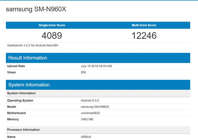 Bảng kết quả của một smartphone với 12.246 điểm đa nhân
