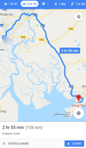Chọn dẫn đường bằng ô tô trên Google Maps