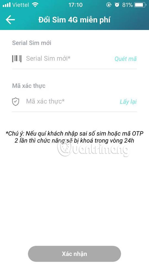 Nhập mã xác nhận 