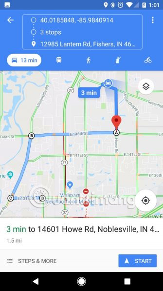 Điều hướng trên Google Maps