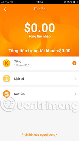 Kiểm tra số dư Kwai Koin