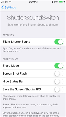 Bật tắt tiếng chụp ảnh màn hình