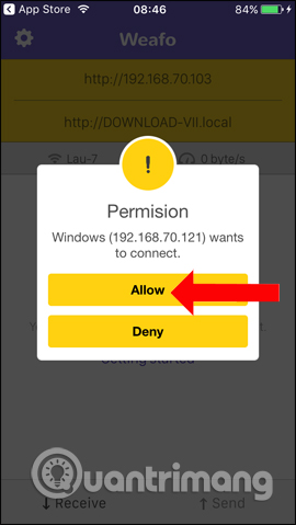 Cho phép kết nối