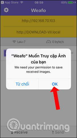 Truy cập album thiết bị