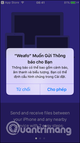 Nhận thông báo từ ứng dụng