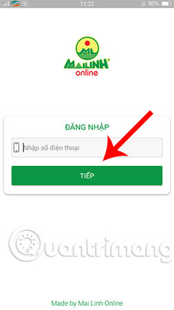 Nhập chính xác số điện thoại đang dùng và bấm vào mục Tiếp