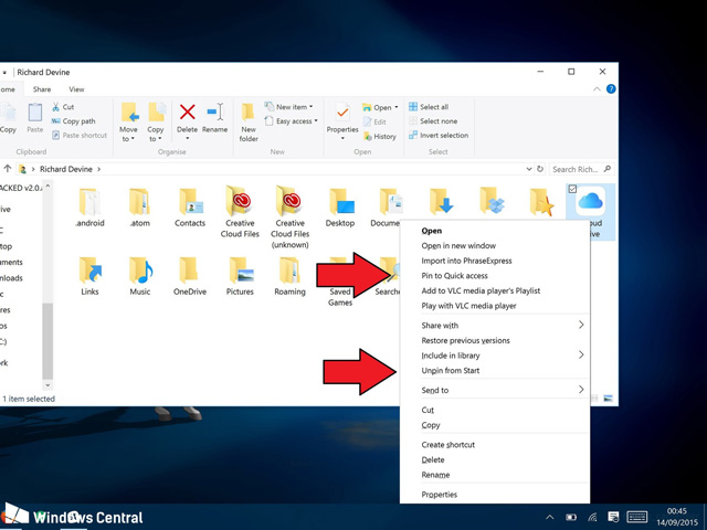 Ghim iCloud Drive vào Quick Access và menu Start