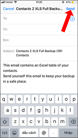 File Excel danh bạ iPhone