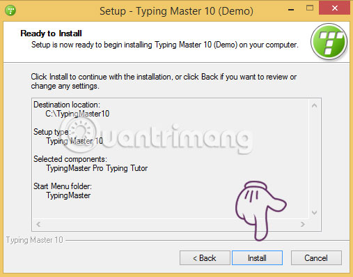Bạn bấm vào Install để tiến hành cài đặt TypingMaster