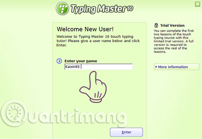 Tạo một tài khoản TypingMaster