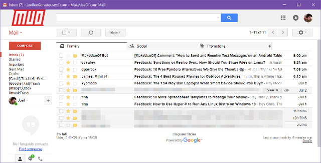 Sử dụng Gmail như ứng dụng cho máy tính để bàn