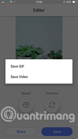 Chọn Save GIF (lưu thành ảnh động) hoặc Save Video (lưu thành video MP4)