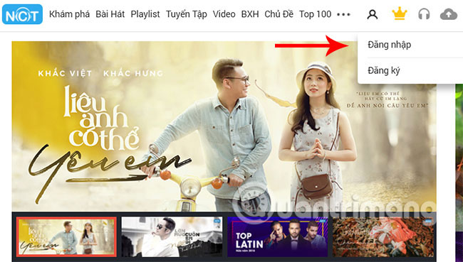 Chọn vào biểu tượng trang cá nhân và lựa chọn Đăng nhập