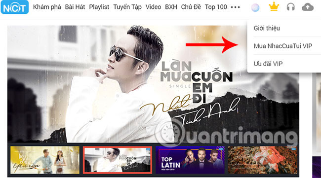 Bấm vào mục NhacCuaTui VIP > Mua NhacCuaTui VIP