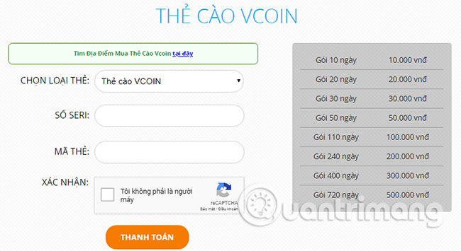 Thẻ cào Vcoin
