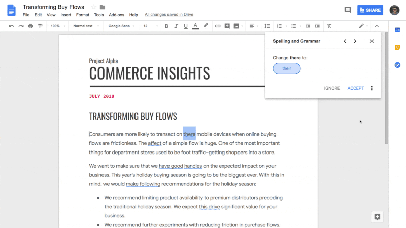 Kiểm tra ngữ pháp tiếng Anh trên Google Docs