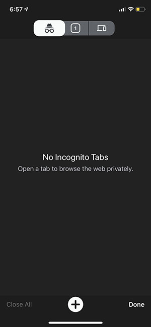 Chế độ ẩn danh trên Chrome iOS