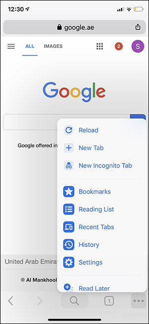 Danh sách trong Menu