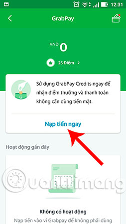 Chọn Nạp tiền ngay