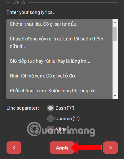 Dán lời bài hát