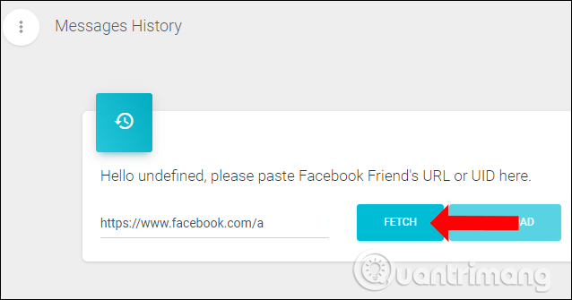 Nhập URL Facebook bạn bè