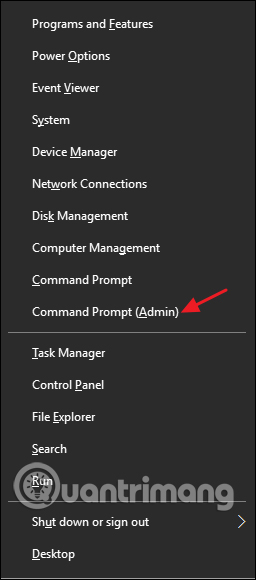 Chọn Command Prompt (Admin)
