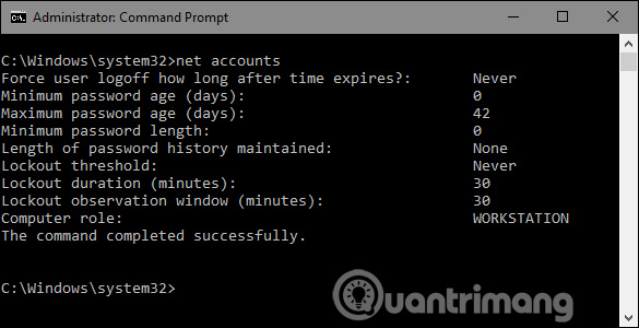 Liệt kê các chính sách liên quan đến mật khẩu