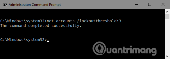Thiết lập số lần nhập sai mật khẩu