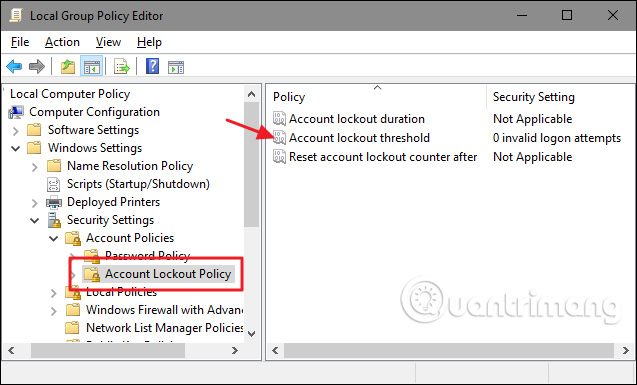 Click đúp Account lockout threshold