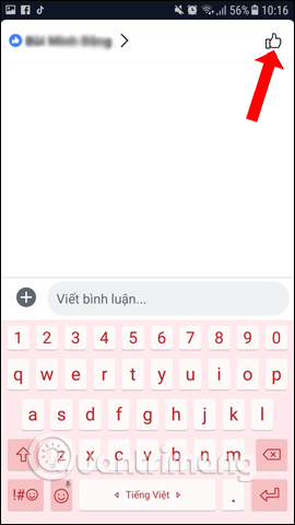 Nhấn vào biểu tượng Like