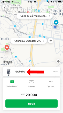 Chọn xe di chuyển