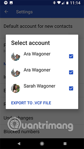Chọn Export To .VCF file 