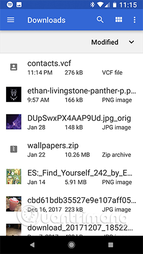 Mở thư mục Downloads