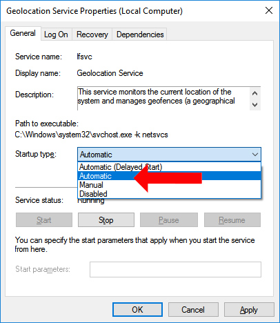 Bật dịch vụ Gelocation Service 
