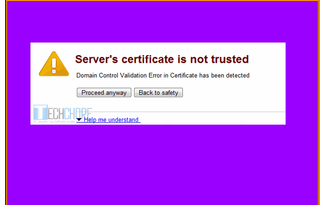 Lỗi Server’s certificate is not trusted