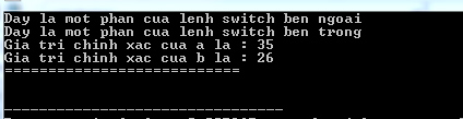 Lồng các lệnh switch trong C
