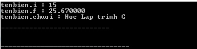 Kết quả sau khi chạy chương trình C 