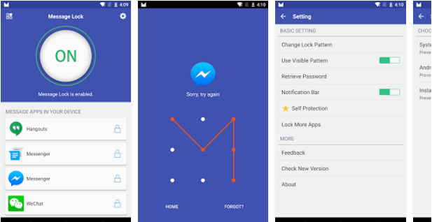 Giao diện Message Lock trên Android