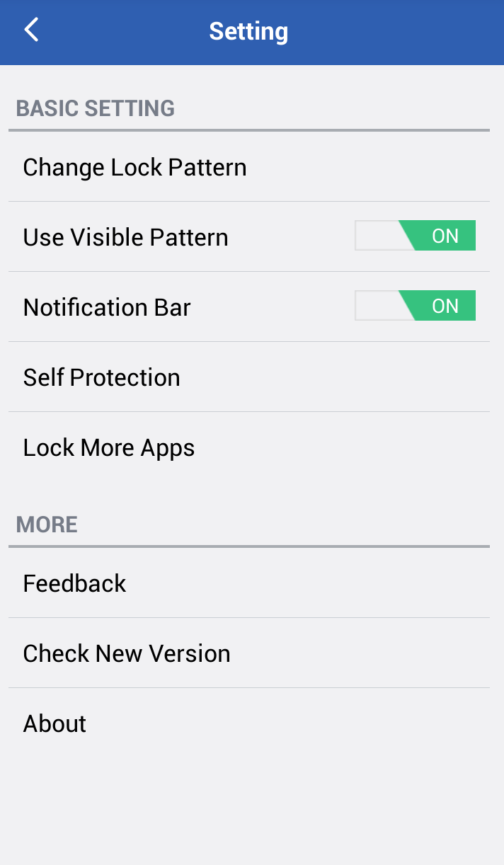 Các cài đặt của SMS Lock