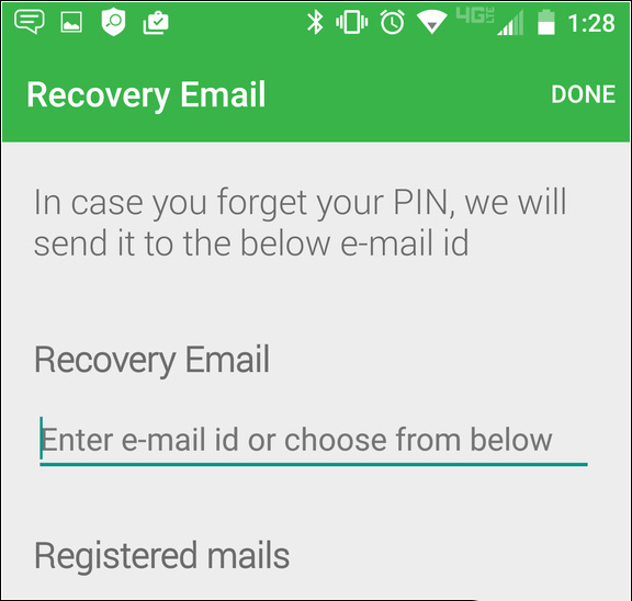 Nhập email khôi phục khi quên mật khẩu