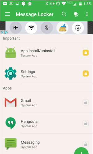 Chọn ứng dụng nhắn tin muốn đặt mật khẩu bảo vệ