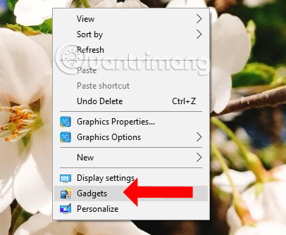 Nhấn chọn Gadgets