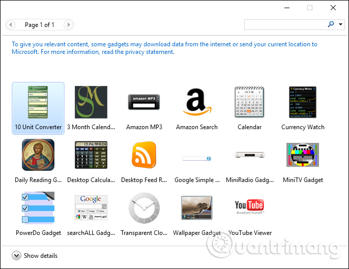C ch c i Gadget cho Windows 10 b ng Gadgetarian C ch c i Gadget cho Windows 10 b ng Gadgetarian