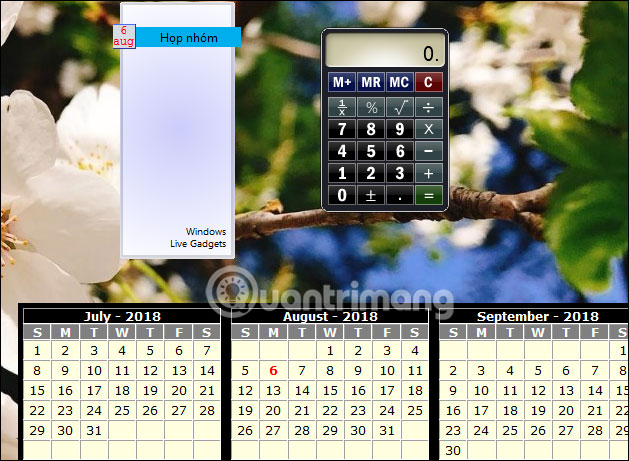 Hiện Gadget trên desktop