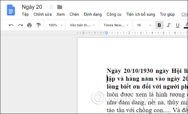 Giao diện Google sheets tiếng Việt